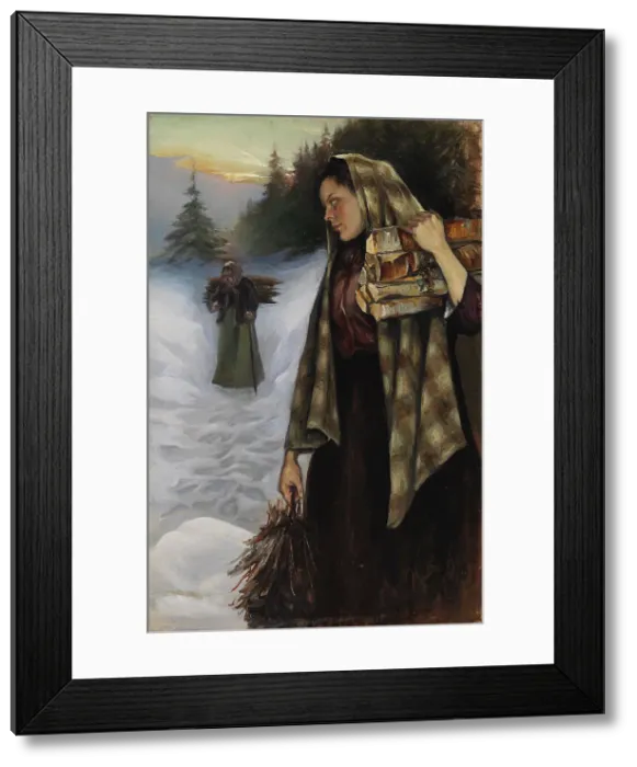 Framed Print : Wood Gatherers, 1901. Creator: Helmi Biese Framed Print : Wood Gatherers, 1901. Creator: Helmi Biese