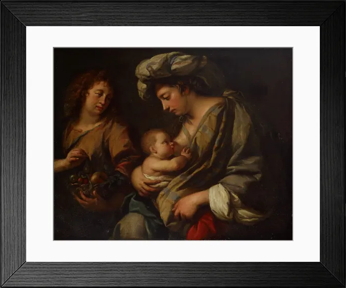 Framed Print : Rest on the Flight into Egypt, Virgin Mary nursing the infant Jesus, 1600-1666. Creator: Guercino Framed Print : Rest on the Flight into Egypt, Virgin Mary nursing the infant Jesus, 1600-1666. Creator: Guercino