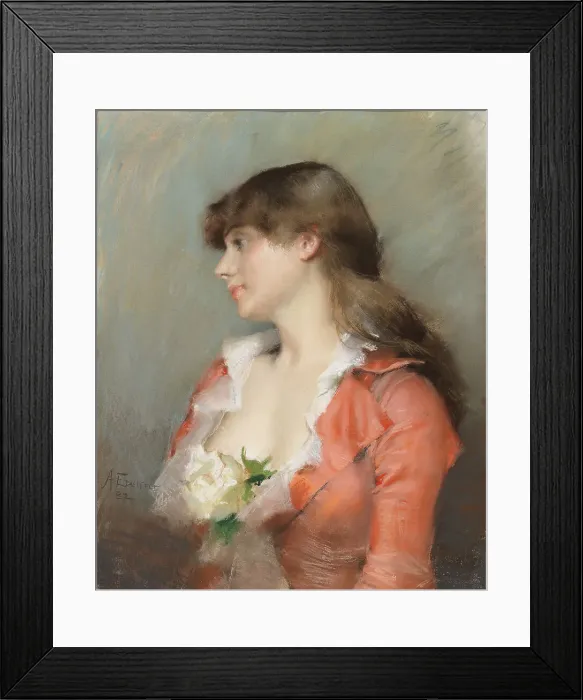 Framed Print : Profile of a Young Woman, 1882. Creator: Albert Edelfelt Framed Print : Profile of a Young Woman, 1882. Creator: Albert Edelfelt