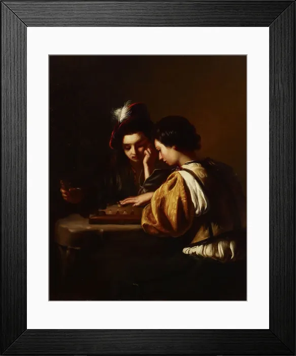 Framed Print : Board game players, 1858-1864. Creator: Ida Silfverberg Framed Print : Board game players, 1858-1864. Creator: Ida Silfverberg