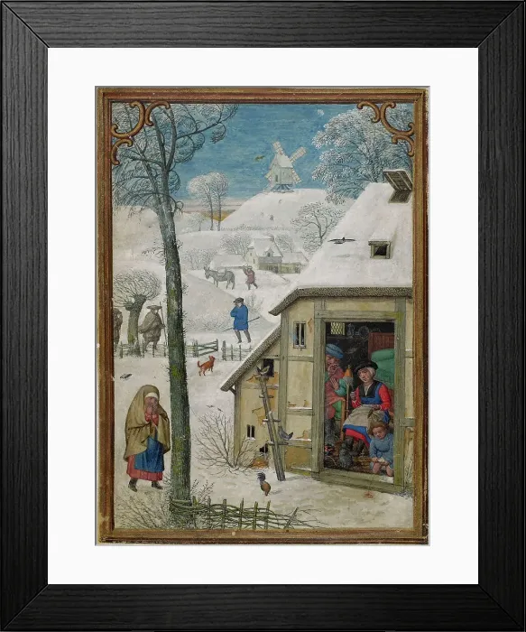 Framed Print : The Hours of Hennessy (Hours of Notre-Dame). Labors of the Months: January, c1530. Creator: Bening, Simon, (Workshop) (ca 1483-1561) Framed Print : The Hours of Hennessy (Hours of Notre-Dame). Labors of the Months: January, c1530. Creator: Bening, Simon, (Workshop) (ca 1483-1561)