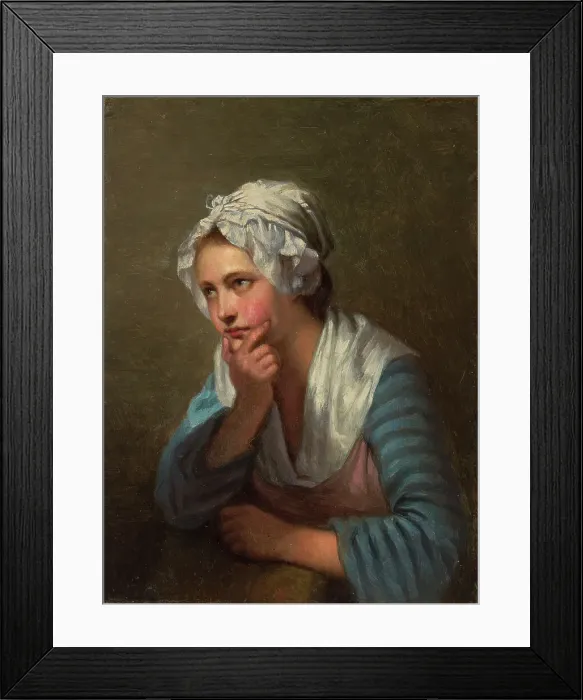 Framed Print : Girl Leaning on Her Hand, copy of detail in Jean-Baptiste Greuze's painting... 1870-1873. Creator: Ida Silfverberg Framed Print : Girl Leaning on Her Hand, copy of detail in Jean-Baptiste Greuze's painting... 1870-1873. Creator: Ida Silfverberg
