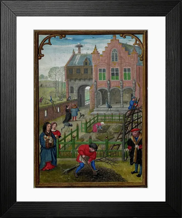 Framed Print : The Hours of Hennessy (Hours of Notre-Dame). Labors of the Months: March, c1530. Creator: Bening, Simon, (Workshop) (ca 1483-1561) Framed Print : The Hours of Hennessy (Hours of Notre-Dame). Labors of the Months: March, c1530. Creator: Bening, Simon, (Workshop) (ca 1483-1561)