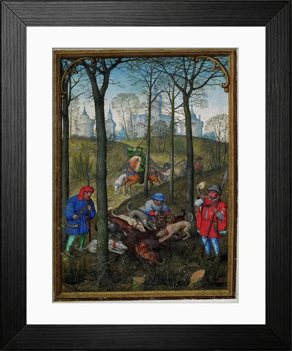 Framed Print : The Hours of Hennessy (Hours of Notre-Dame). Labors of the Months: December, c1530. Creator: Bening, Simon, (Workshop) (ca 1483-1561) Framed Print : The Hours of Hennessy (Hours of Notre-Dame). Labors of the Months: December, c1530. Creator: Bening, Simon, (Workshop) (ca 1483-1561)