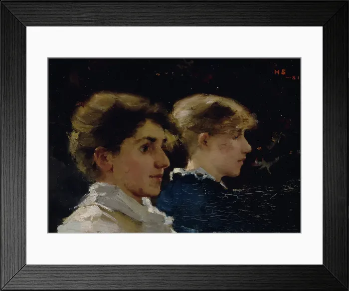 Framed Print : Two Profiles (Marianne Preindlsberger in front), 1881. Creator: Helene Schjerfbeck Framed Print : Two Profiles (Marianne Preindlsberger in front), 1881. Creator: Helene Schjerfbeck