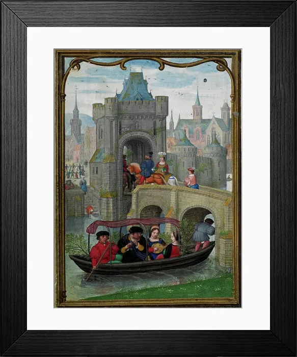 Framed Print : The Hours of Hennessy (Hours of Notre-Dame). Labors of the Months: May, c1530. Creator: Bening, Simon, (Workshop) (ca 1483-1561) Framed Print : The Hours of Hennessy (Hours of Notre-Dame). Labors of the Months: May, c1530. Creator: Bening, Simon, (Workshop) (ca 1483-1561)