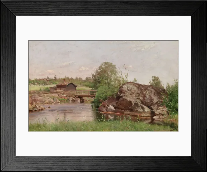 Framed Print : Stream Landscape, 1894. Creator: Hjalmar Munsterhjelm Framed Print : Stream Landscape, 1894. Creator: Hjalmar Munsterhjelm