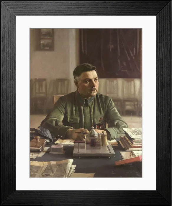Framed Print : Portrait of Kliment Voroshilov (1881-1969) in his Office, 1929. Creator: Brodsky, Isaak Izrailevich (1884-1939) Framed Print : Portrait of Kliment Voroshilov (1881-1969) in his Office, 1929. Creator: Brodsky, Isaak Izrailevich (1884-1939)
