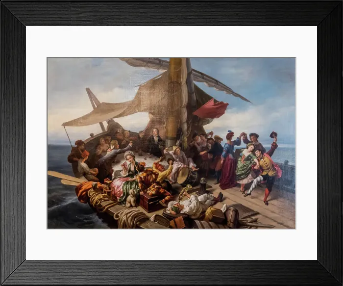 Framed Print : Goldoni fleeing Rimini (La Barca dei Comici), c1855. Creator: Brugnone de Rossi, Casimiro (1818-1876) Framed Print : Goldoni fleeing Rimini (La Barca dei Comici), c1855. Creator: Brugnone de Rossi, Casimiro (1818-1876)