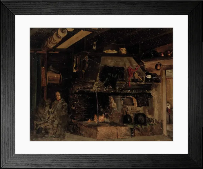 Framed Print : Spinning woman in an aland hut, 1865. Creator: Karl Emanuel Jansson Framed Print : Spinning woman in an aland hut, 1865. Creator: Karl Emanuel Jansson
