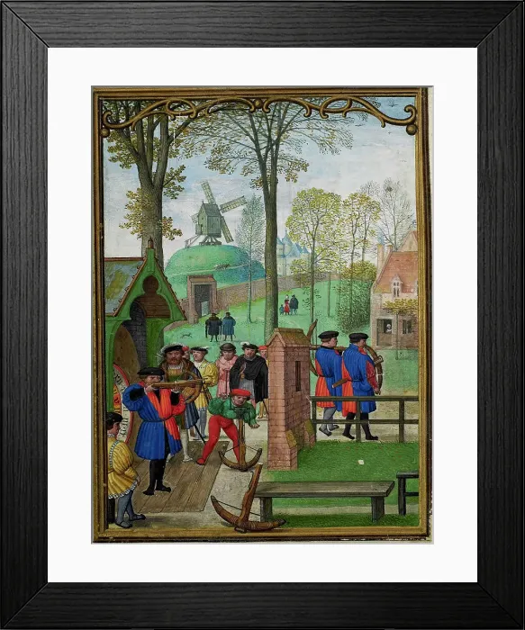 Framed Print : The Hours of Hennessy (Hours of Notre-Dame). Labors of the Months: November, c1530. Creator: Bening, Simon, (Workshop) (ca 1483-1561) Framed Print : The Hours of Hennessy (Hours of Notre-Dame). Labors of the Months: November, c1530. Creator: Bening, Simon, (Workshop) (ca 1483-1561)