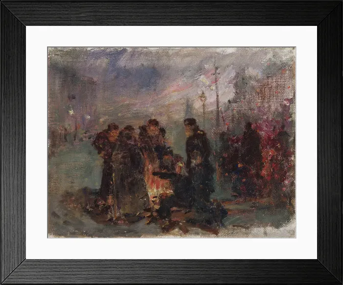 Framed Print : Carriage Drivers Warming Themselves. Creator: Il'ya Repin Framed Print : Carriage Drivers Warming Themselves. Creator: Il'ya Repin