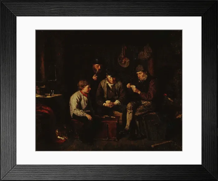 Framed Print : Aland Sailors Playing Cards in a Log Cabin (The Ace of Clubs), 1871. Creator: Karl Emanuel Jansson Framed Print : Aland Sailors Playing Cards in a Log Cabin (The Ace of Clubs), 1871. Creator: Karl Emanuel Jansson