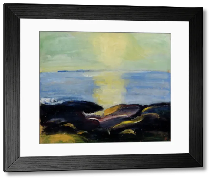 Framed Print : The sun rises over the sea, 1910. Creator: Juho Makela Framed Print : The sun rises over the sea, 1910. Creator: Juho Makela