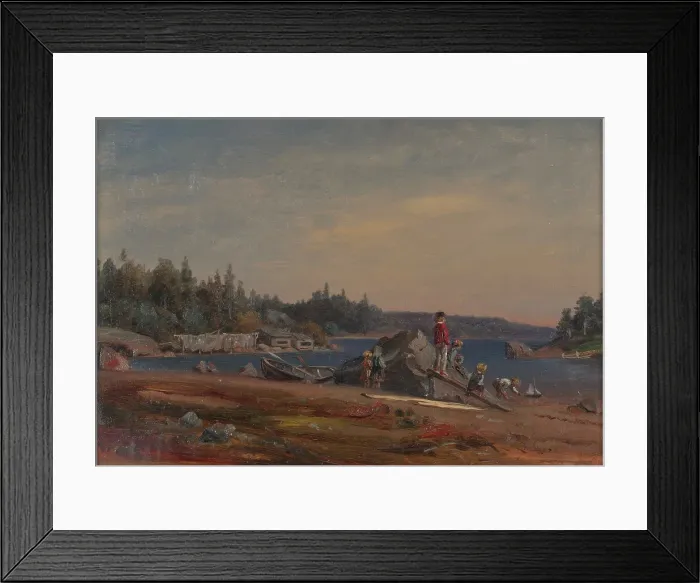 Framed Print : Children on the beach, 1860-1869. Creator: Johan Knutson Framed Print : Children on the beach, 1860-1869. Creator: Johan Knutson