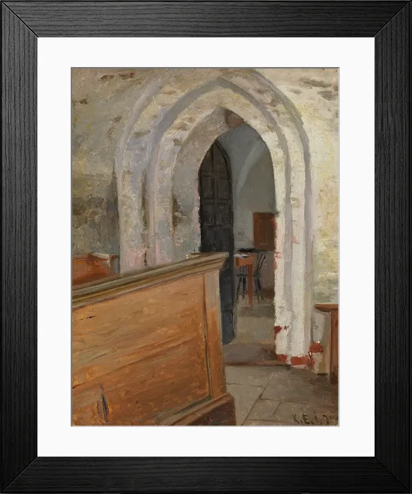 Framed Print : Interior of Finström church, door to the sacristy, 1871. Creator: Karl Emanuel Jansson Framed Print : Interior of Finström church, door to the sacristy, 1871. Creator: Karl Emanuel Jansson