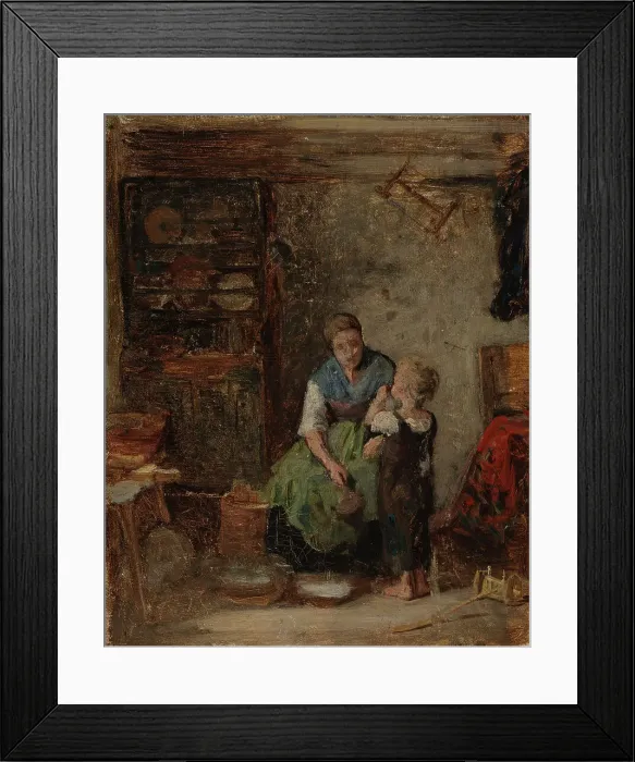 Framed Print : A Boy being given Milk, sketch II, 1869. Creator: Karl Emanuel Jansson Framed Print : A Boy being given Milk, sketch II, 1869. Creator: Karl Emanuel Jansson