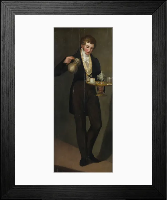 Framed Print : Sign board. Waiter with a Coffee, Between 1796 and 1808. Creator: Caliari, Paolino (1763-1835) Framed Print : Sign board. Waiter with a Coffee, Between 1796 and 1808. Creator: Caliari, Paolino (1763-1835)