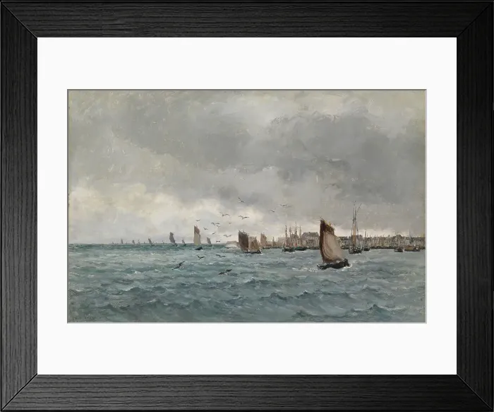 Framed Print : Harbour scene (Concarneau), 1849-1887. Creator: Emile Louis Vernier Framed Print : Harbour scene (Concarneau), 1849-1887. Creator: Emile Louis Vernier
