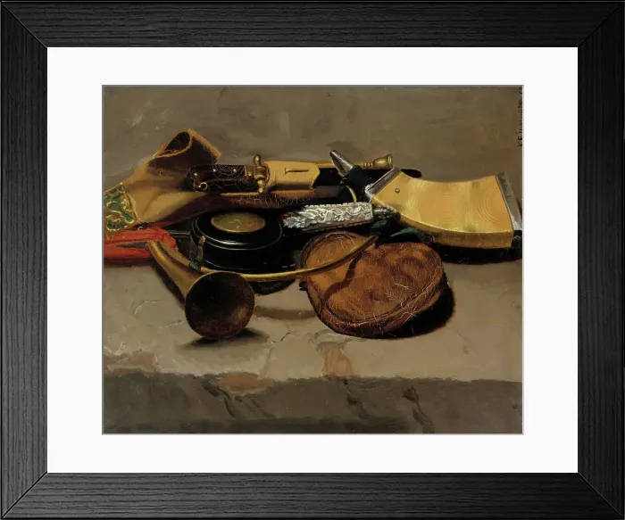 Framed Print : Still Life with Weapons, 1863. Creator: Karl Emanuel Jansson Framed Print : Still Life with Weapons, 1863. Creator: Karl Emanuel Jansson