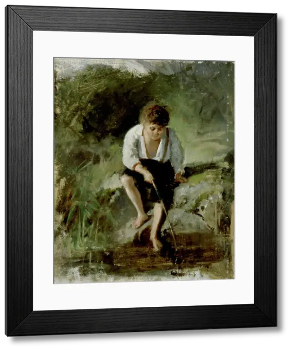 Framed Print : Angling boy, exercise, 1873. Creator: Karl Emanuel Jansson Framed Print : Angling boy, exercise, 1873. Creator: Karl Emanuel Jansson