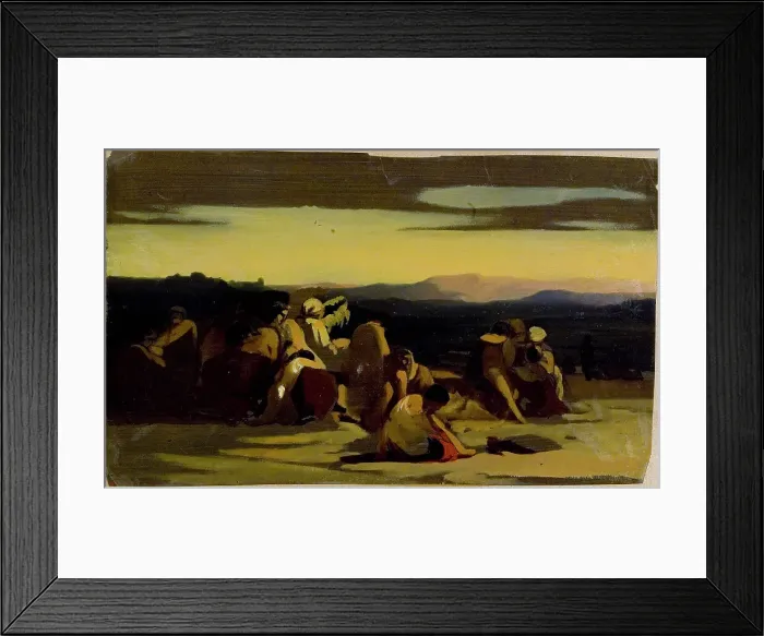 Framed Print : Desert with people, composition sketch, 1835-1853. Creator: Nils Jakob Blommer Framed Print : Desert with people, composition sketch, 1835-1853. Creator: Nils Jakob Blommer