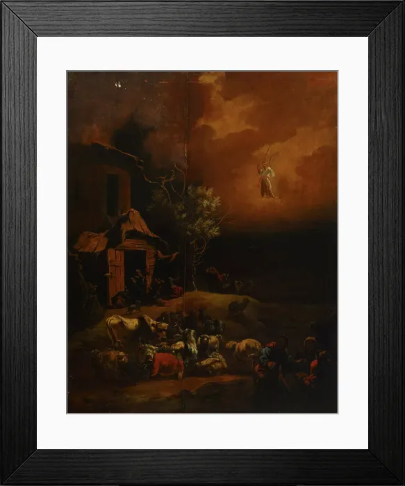 Framed Print : The Annunciation of the Shepherds, 1654-1685. Creator: Adam Colonia Framed Print : The Annunciation of the Shepherds, 1654-1685. Creator: Adam Colonia
