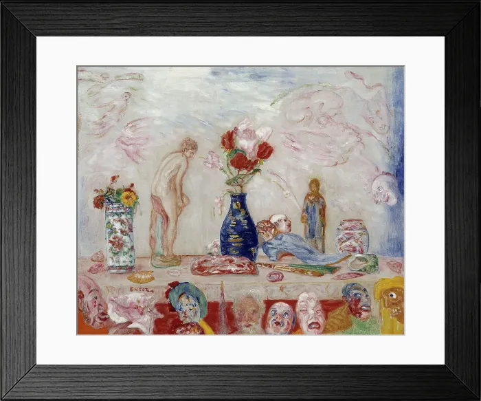 Framed Print : Under the Shadow of Masks, 1925. Creator: James Ensor Framed Print : Under the Shadow of Masks, 1925. Creator: James Ensor