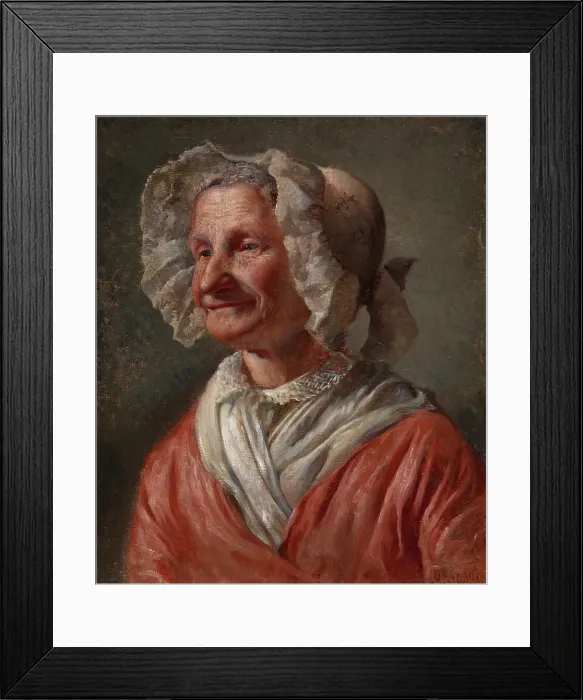 Framed Print : Old Woman in a White Bonnet; A Smiling Old Woman, 1868. Creator: Karl Emanuel Jansson Framed Print : Old Woman in a White Bonnet; A Smiling Old Woman, 1868. Creator: Karl Emanuel Jansson