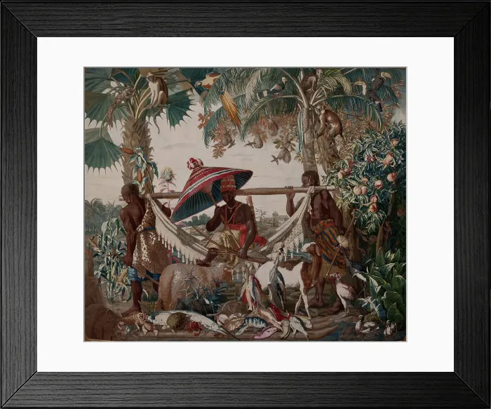 Framed Print : The King carried by two moors. From the Series The New Indies'. Gift from King Louis... 1780-1781. Creator: Anonymous master Framed Print : The King carried by two moors. From the Series The New Indies'. Gift from King Louis... 1780-1781. Creator: Anonymous master