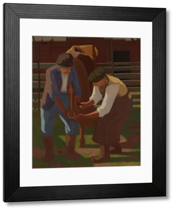 Framed Print : Farriers, 1917. Creator: Juho Rissanen