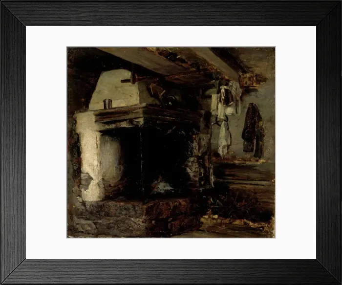 Framed Print : Open fireplace, 1870-1871. Creator: Karl Emanuel Jansson Framed Print : Open fireplace, 1870-1871. Creator: Karl Emanuel Jansson