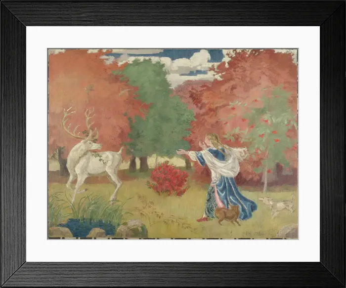 Framed Print : A knight disguised as a stag - design for a tapestry, 1920. Creator: Joakim Skovgaard Framed Print : A knight disguised as a stag - design for a tapestry, 1920. Creator: Joakim Skovgaard