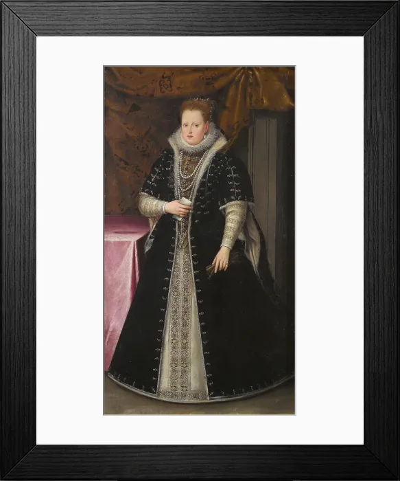 Framed Print : Portrait of Margherita Gonzaga (1564-1618), Duchess of Ferrara, c1585-1590. Creator: Bahuet, Jean (ca 1552-1597) Framed Print : Portrait of Margherita Gonzaga (1564-1618), Duchess of Ferrara, c1585-1590. Creator: Bahuet, Jean (ca 1552-1597)