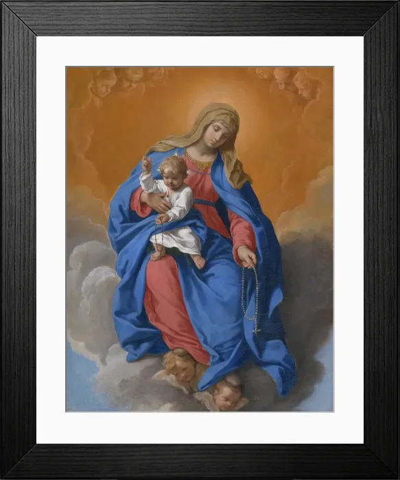 Framed Print : Madonna del Rosario (Madonna of the Rosary), c 1640. Creator: Cantarini, Simone (1612-1648) Framed Print : Madonna del Rosario (Madonna of the Rosary), c 1640. Creator: Cantarini, Simone (1612-1648)