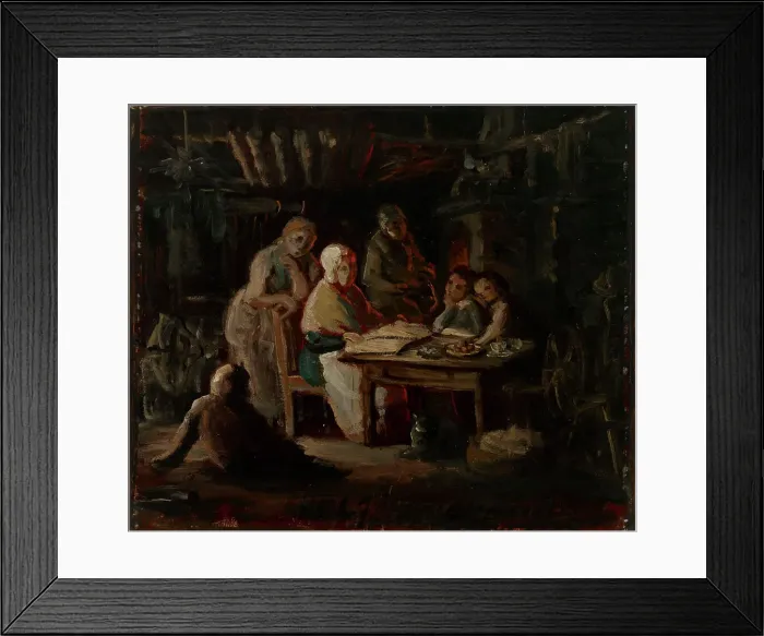 Framed Print : Sunday evening at Grandma's (Grandma's birthday), sketch, 1861. Creator: Robert Wilhelm Ekman Framed Print : Sunday evening at Grandma's (Grandma's birthday), sketch, 1861. Creator: Robert Wilhelm Ekman