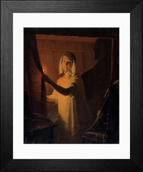 Framed Print : Girl with a candle, 1845. Creator: Johan Gustaf Sandberg Framed Print : Girl with a candle, 1845. Creator: Johan Gustaf Sandberg