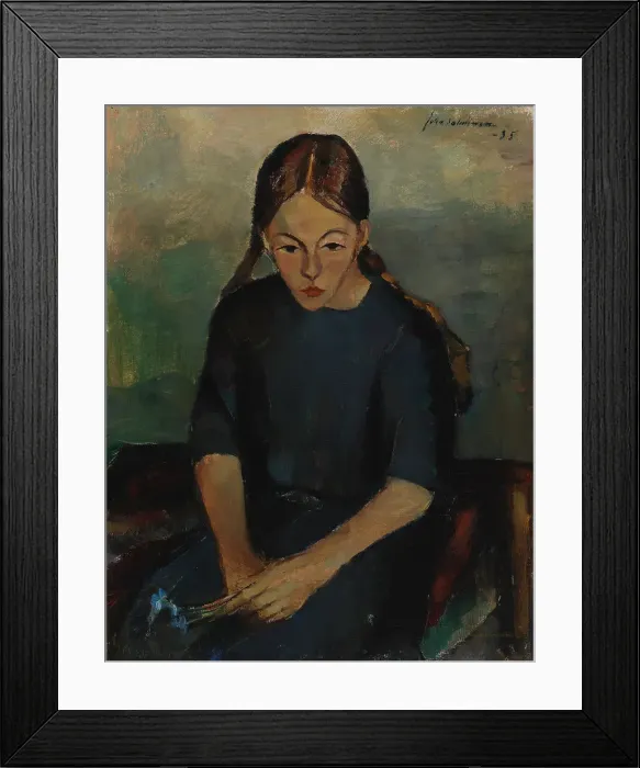 Framed Print : Girl with Anemones, 1935. Creator: Juho Salminen Framed Print : Girl with Anemones, 1935. Creator: Juho Salminen
