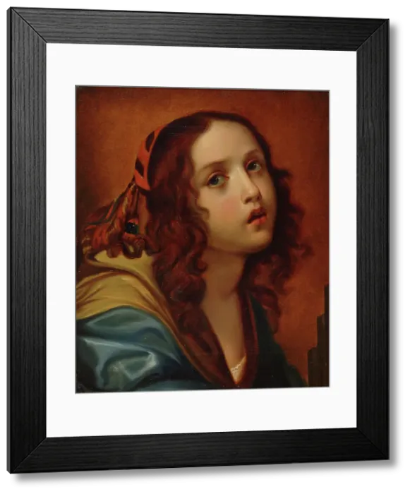 Framed Print : Head of a Woman, copy after Carlo Dolci, 1861. Creator: Karl Emanuel Jansson Framed Print : Head of a Woman, copy after Carlo Dolci, 1861. Creator: Karl Emanuel Jansson