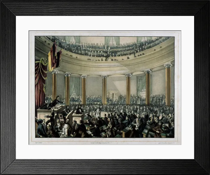 Framed Print : Session of the Frankfurt National Assembly in the Paulskirche at Frankfurt am Main, 1848-1849. Creator: Elliot, Leo von (1816-1890) Framed Print : Session of the Frankfurt National Assembly in the Paulskirche at Frankfurt am Main, 1848-1849. Creator: Elliot, Leo von (1816-1890)