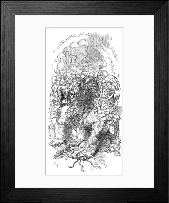 Framed Print : Sacks of feathers were emptied upon them, then a sackful of live rats... 1871. Creator: Unknown Framed Print : Sacks of feathers were emptied upon them, then a sackful of live rats... 1871. Creator: Unknown