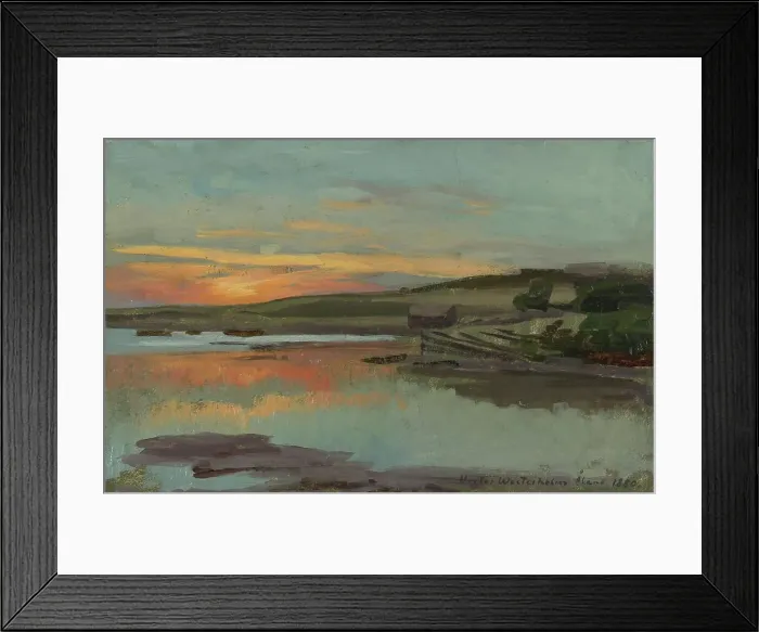 Framed Print : Sunset in the bay, 1880. Creator: Victor Westerholm Framed Print : Sunset in the bay, 1880. Creator: Victor Westerholm