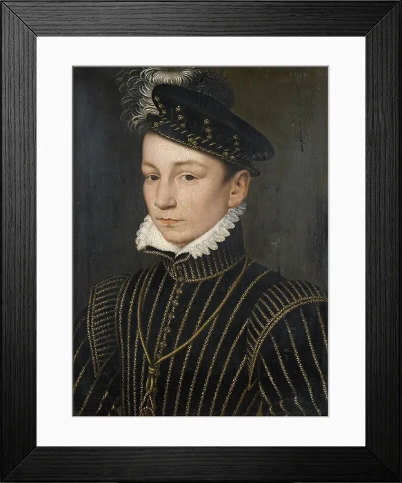Framed Print : Portrait of King Charles IX of France (1550-1574), c1562-1563. Creator: Clouet, François (1510-1572) Framed Print : Portrait of King Charles IX of France (1550-1574), c1562-1563. Creator: Clouet, François (1510-1572)