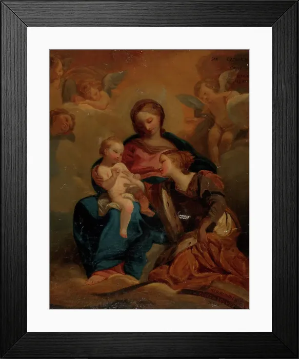Framed Print : The Mystical Marriage of Saint Catherine, copy, 1850. Creator: Nils Jakob Blommer Framed Print : The Mystical Marriage of Saint Catherine, copy, 1850. Creator: Nils Jakob Blommer