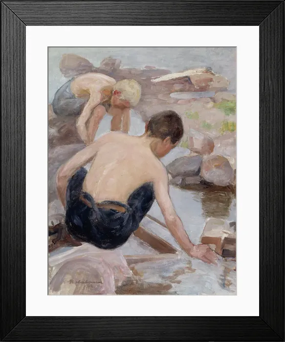 Framed Print : Two Boys on the Shore, 1922. Creator: Pekka Halonen Framed Print : Two Boys on the Shore, 1922. Creator: Pekka Halonen