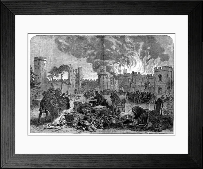 Framed Print : The Fire at Warwick Castle, 1871. Creator: Unknown Framed Print : The Fire at Warwick Castle, 1871. Creator: Unknown