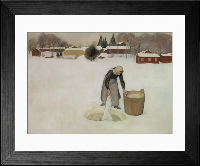 Framed Print : Washing on the Ice, 1900. Creator: Pekka Halonen Framed Print : Washing on the Ice, 1900. Creator: Pekka Halonen
