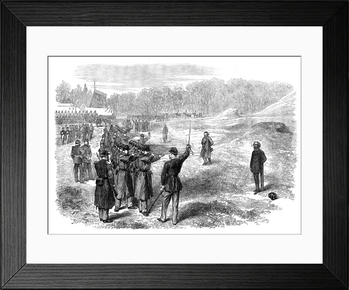 Framed Print : Execution of Rossel, Ferré, and Bourgeois at Satory, near Paris, 1871. Creator: Unknown