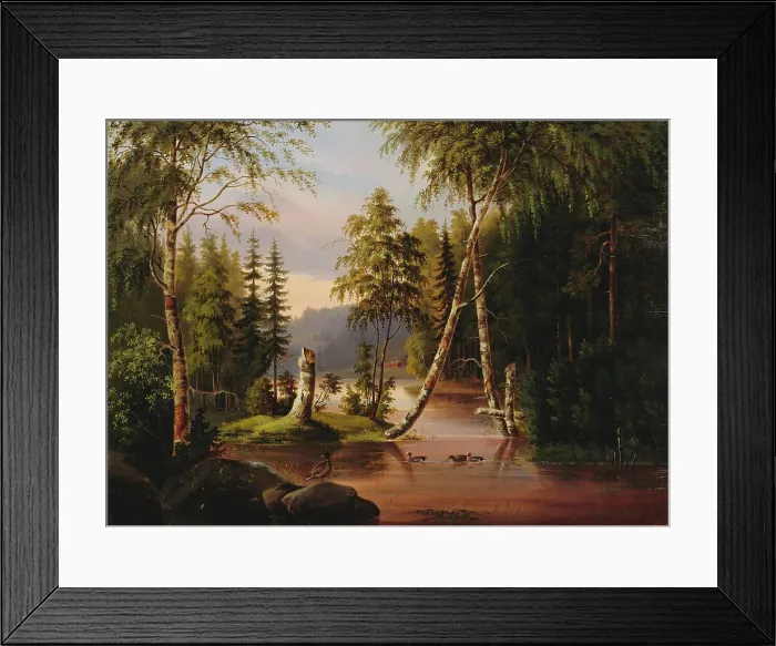 Framed Print : Landscape with birch trees, 1870. Creator: Lennart Forstén Framed Print : Landscape with birch trees, 1870. Creator: Lennart Forstén