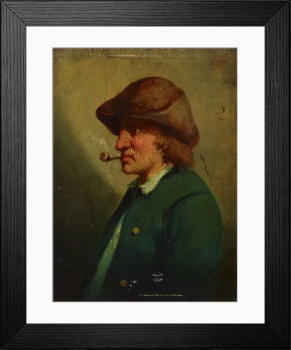 Framed Print : A man smoking a pipe, 1800-1899. Creator: Unknown Framed Print : A man smoking a pipe, 1800-1899. Creator: Unknown